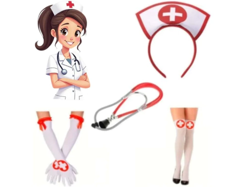 Enfermera Accesorios Guantes Medias Cofia Estetoscopio Disfraz Halloween - comprar online