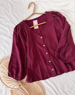 Blusa botones bordo - comprar online