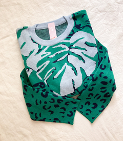 Sweater Salerno Verde/Celeste - comprar online