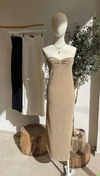 Vestido straples nudo beige