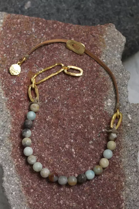 Collar Ovo Piedra Celeste - comprar online