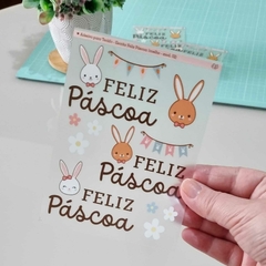 Adesivo para Tecido - Escrita Feliz Páscoa (coelho - mod. 02) - comprar online