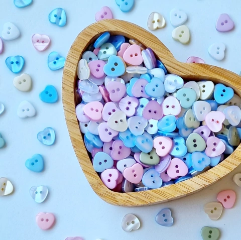 Mix Botões Coração Candy 11 mm - 20 Unidades