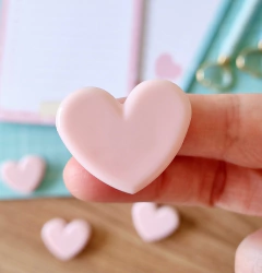 Clips Coração Rosa - 8 Unidades