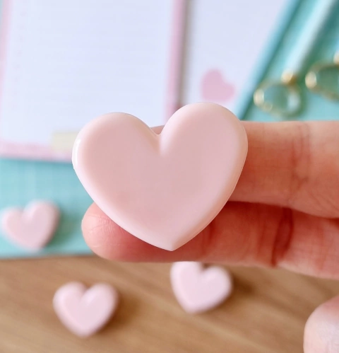 Clips Coração Rosa - 8 Unidades
