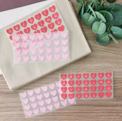 Adesivo para Tecido - Alfabeto Coração 1,5 cm - Várias cores