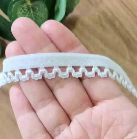 Elástico Bico Decorado 13 mm Branco - 2 metros
