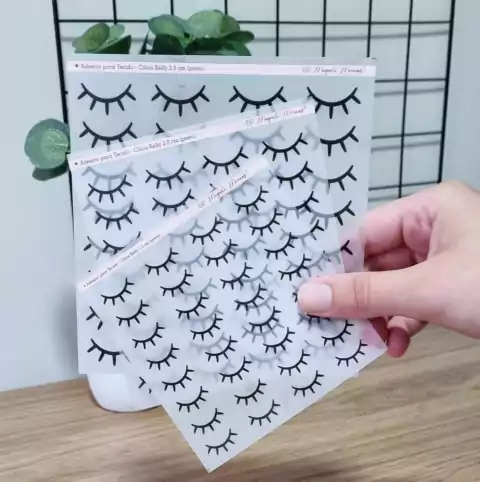 Adesivo para Tecido - Cílios Kelly Preto - 2,5 cm / 2 cm / 1,5 cm