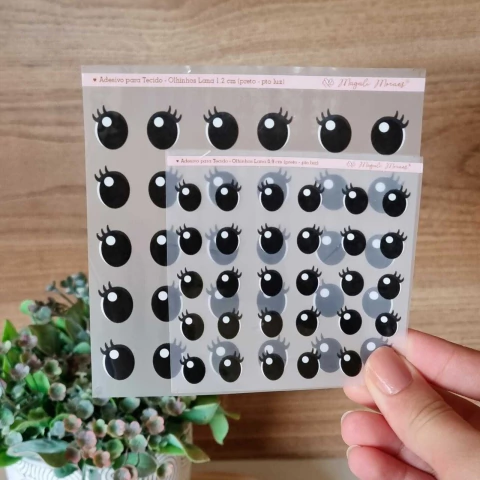 Adesivo para Tecido - Olhinhos Lana - Preto com ponto de luz
