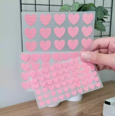 Adesivo para Tecido - Coração Rosa - 2,0 cm / 1,5 cm / 1,0 cm