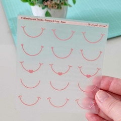 Adesivo para Tecido - Sorrisos - Rosa - Ateliê Magali Moraes - Materiais para Bonecas e Artesanato
