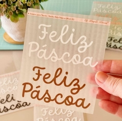 Adesivo para Tecido - Escrita Feliz Páscoa (Grande) - Ateliê Magali Moraes - Materiais para Bonecas e Artesanato