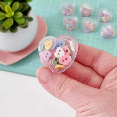 Mix Mini Botões Coração Candy Colors 8 mm - 30 unidades