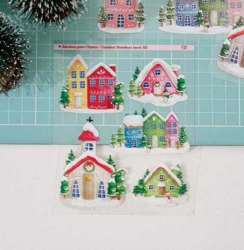 Adesivos para Objetos - Casinhas Natalinas (mod. 02)