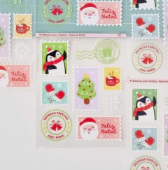 Adesivo para Objetos - Selos de Natal