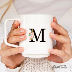 Adesivos para Objetos - Inicial Floral Preto - Ateliê Magali Moraes - Materiais para Bonecas e Artesanato