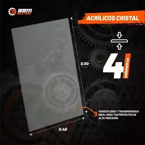 PLACA ACRILICO CRISTAL 60X40CM 4MM COLADA IMPORTADO - comprar online