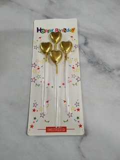 SET VELITAS CORAZONES DORADOS X 4