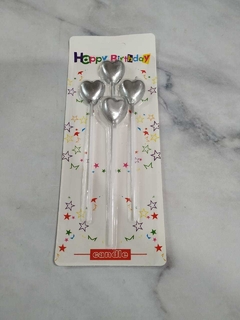 SET VELITAS CORAZONES PLATEADOS X 4
