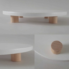 BANDEJA HIDROLAQUEADA CON PATAS DE MADERA BILBAO 20CM DE DIAMETRO
