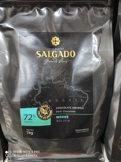 Cobertura de chocolate Salgado x 1 kg MOXOS BOLIVIA al 72% cacao