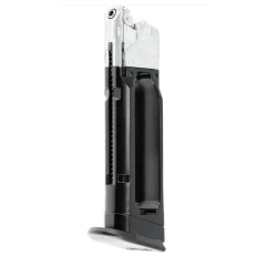 Vista lateral do magazine em metal para Walther PDP 4" Airsoft em acabamento preto.