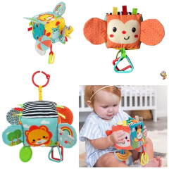 CUBO sensorial, sonajeros con mordillos y texturas