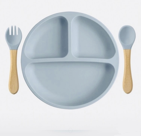Set Plato silicona + cubiertos - comprar online