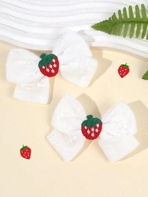 kit hebillas moño x 2 broderie strawberry - comprar online