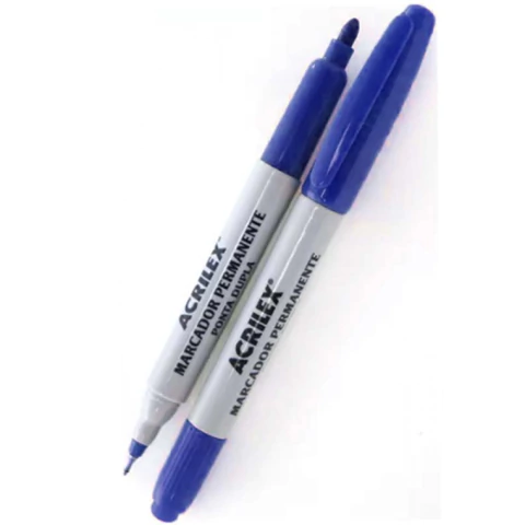 Marcador Permanente Ponta Dupla Acrilex AZUL