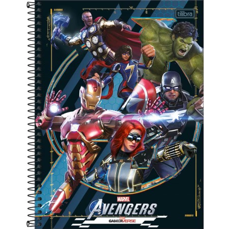 Caderno 1x1 Vingadores Gamerverse 80fls Tilibra