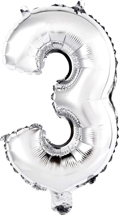 BALAO NUMERO PRATA 30POL/70CM N 3 BR FESTAS