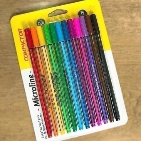 Conjunto Compactor Microline 4mm C/12 cores Sortidos