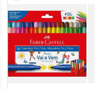 Caneta Hidrográfica Ponta Vai e Vem Faber-Castell c/36 R.15.0136VVZF (ESCOLAR)