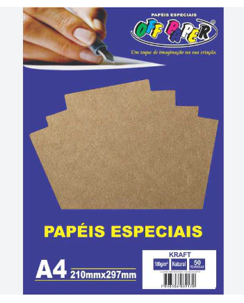 PAPEL KRAFT LINHO A4 180G 50 FLS Off PAPER