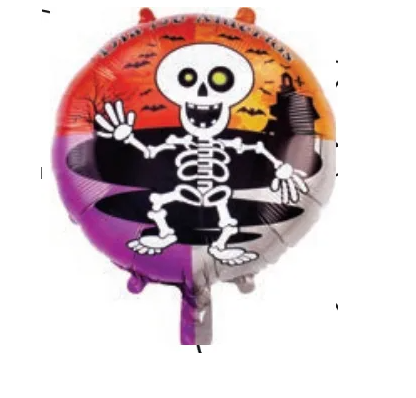 BALAO METALIZADO ESQUELETO 45X45CM R. PF10411 FOX (HALLOWEEN)
