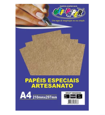 PAPEL KRAFT MADEIRA A4 180G 50 FLS OFF PAPER