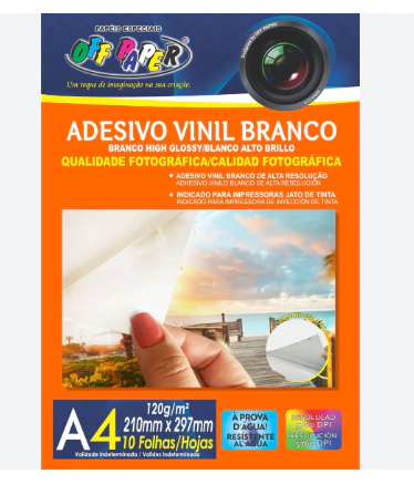 ADESIVO VINIL BRANCO A4 120G 10 FLS OFF PAPER