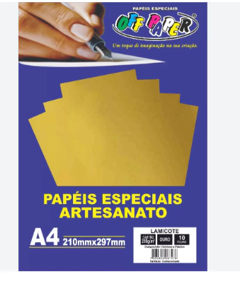 PAPEL LAMICOTE OFF PAPER OURO A4 250G 10 FLS