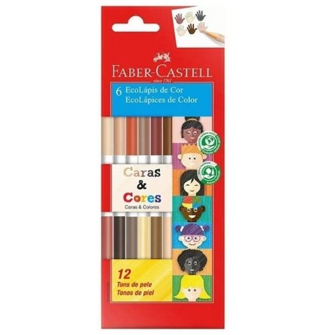 Lápis de Cor Caras e Cores 6 Lapis 12 Cores - Faber-Castell