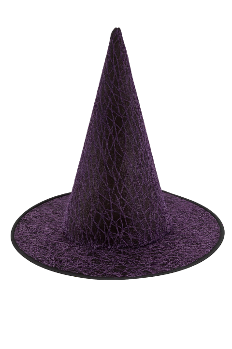 Chapéu de Bruxa Halloween Preto c/ Roxo