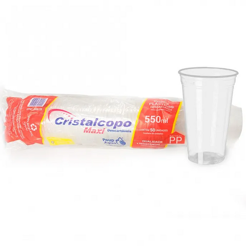 Copo Descartável 550ml Transparente c/50 Cristalcopo R.720055