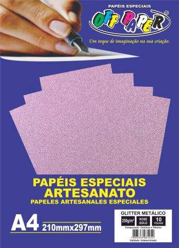 Papel Glitter Metálico Rose Gold Off Paper