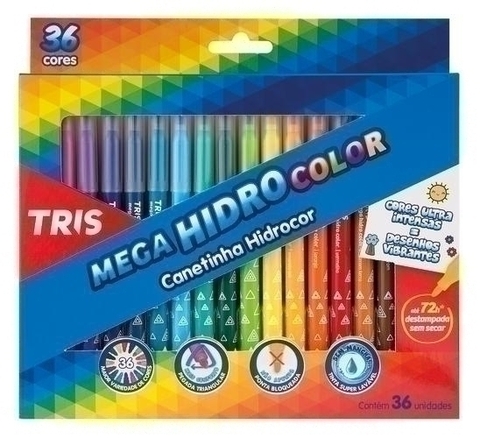 Caneta Hidrocor Mega Color C/36 - Tris