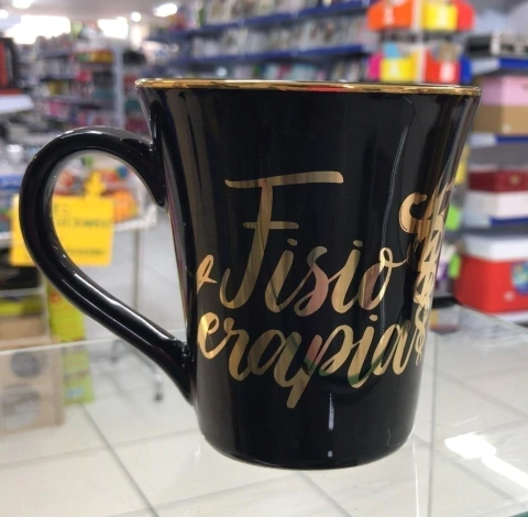 Caneca Preta 330ml - Fisioterapia