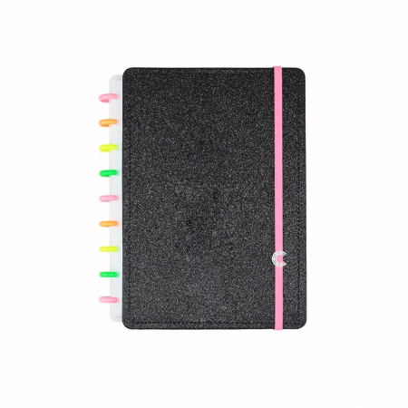Caderno Inteligente Médio Glitter Neon Preto R.CIMD3133
