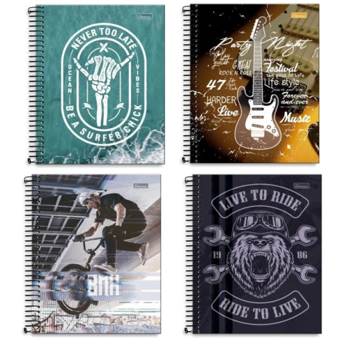 Caderno Espiral 1x1 Four Young 96fls - Cadersil