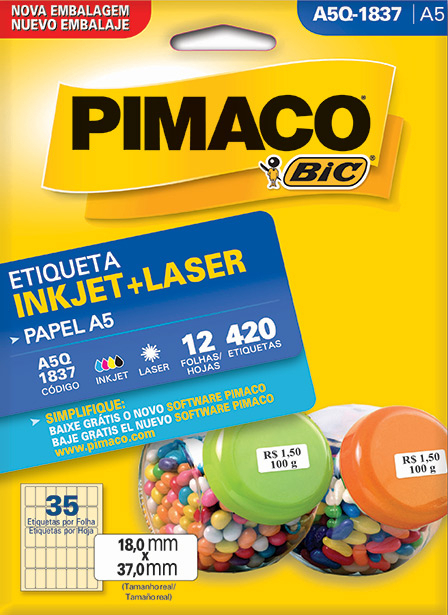 ETIQUETA BRANCA A5-Q1837 C12 FLS PIMACO