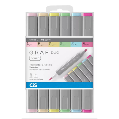 Marcador Graf Duo Brush Tom Pastel C/6 - Cis