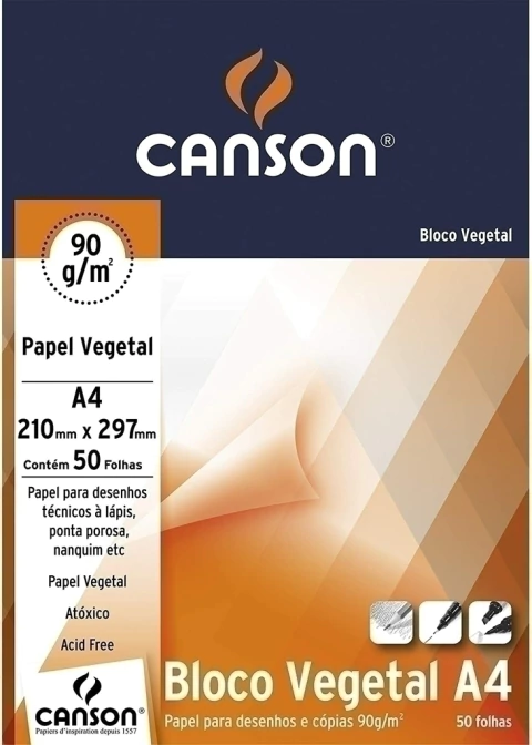 BLOCO A-4 VEGETAL TECNICO 50FLS 95GM2 CANSON R.7018